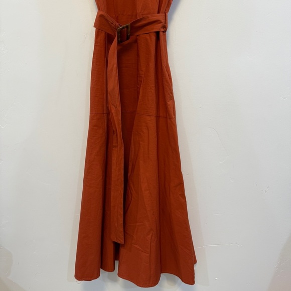 ZARA | A-line contrast rust colored belted midi dress - Picture 13 of 16